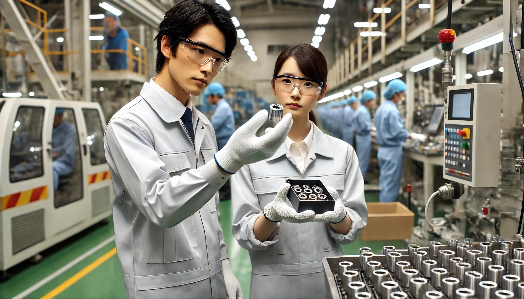 手のひらサイズのアルミ部品を機械にセットして取り外すダケ♪