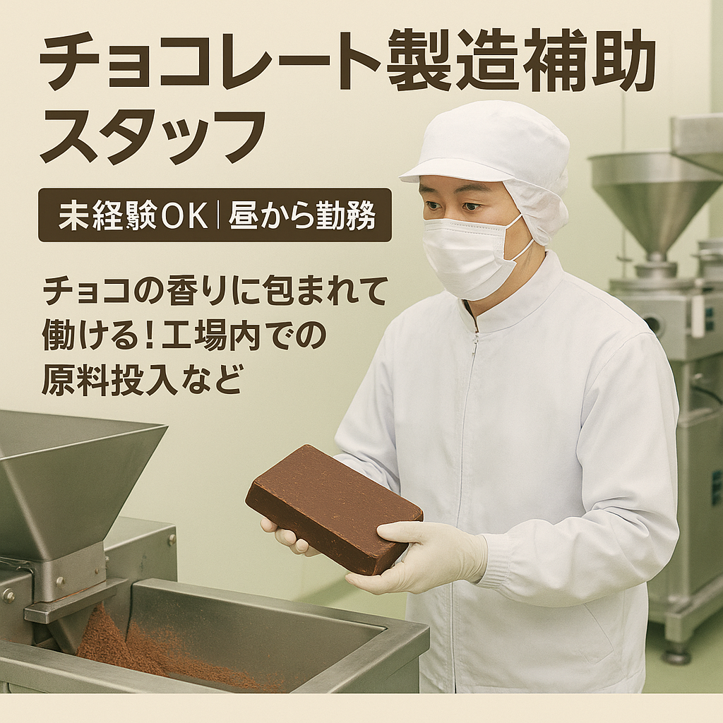 【夜勤固定】お菓子工場で働こう♪チョコレートの投入