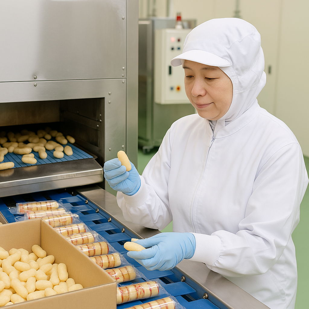 まるかじりタイプのお菓子製造のお手伝い 製品のほぐし＆完成品の箱詰め