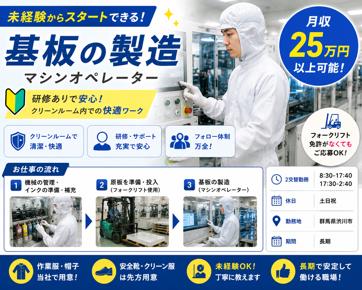 【未経験から月収25万円以上可】基板の製造・マシンオペレーター