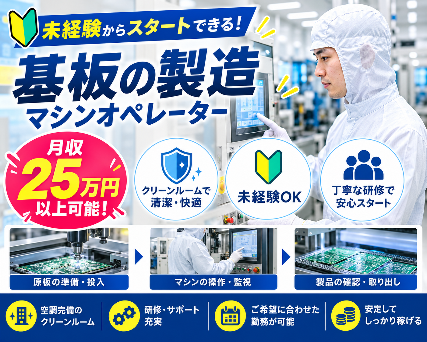 【未経験から時給1500円】基板の製造・マシンオペレーター